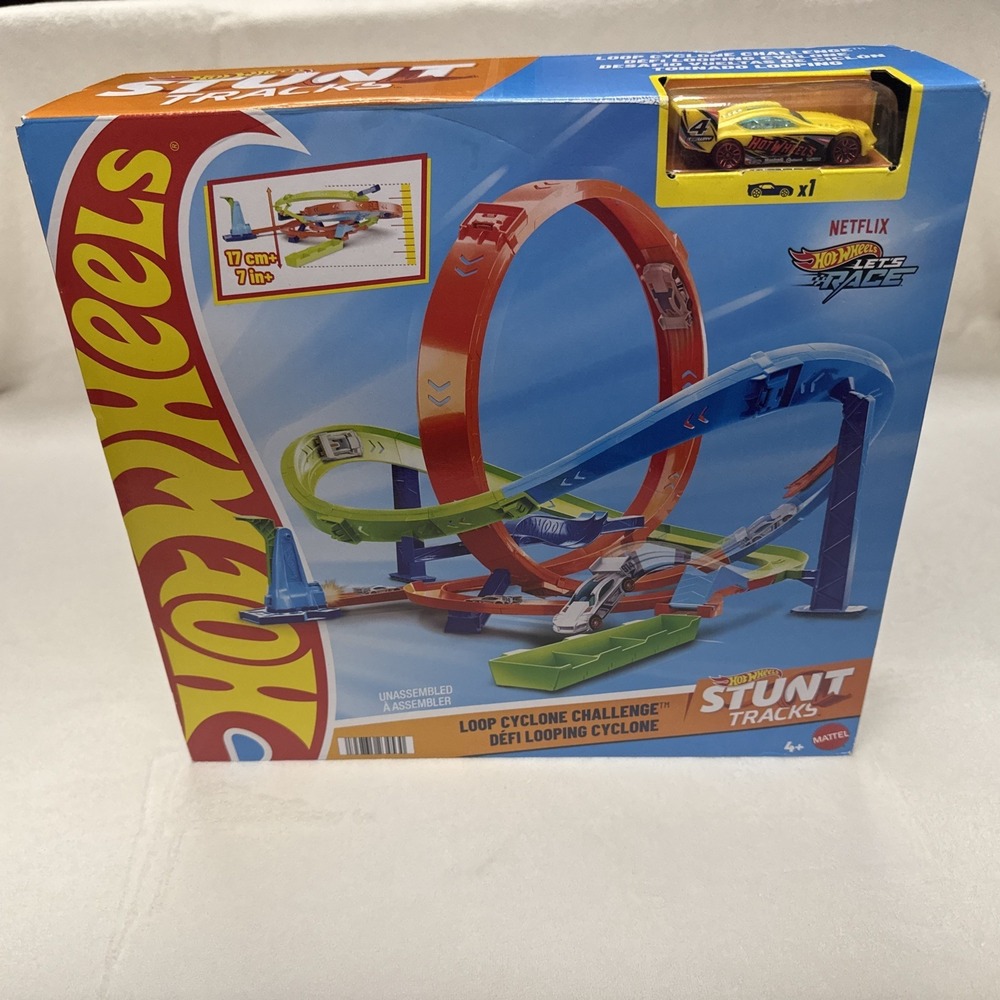 Hot Wheels Toy Car Track Set, Action Loop‎ Cyclone Challenge Track Set, 2 Ways